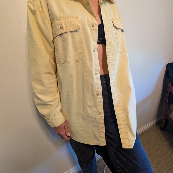 L.L. Bean Tops - Y2K Vintage Butter Yellow L.L. Bean Utility Shirt Button Up Workwear Men's XL